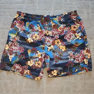 Awesome Faded Glory Aloha Hawaiian Hula  Swim Short L